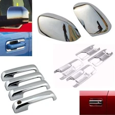 For 2015-2020 Ford F150 Chrome Mirror Covers + 4 Door Handle + Bowl Plate Covers