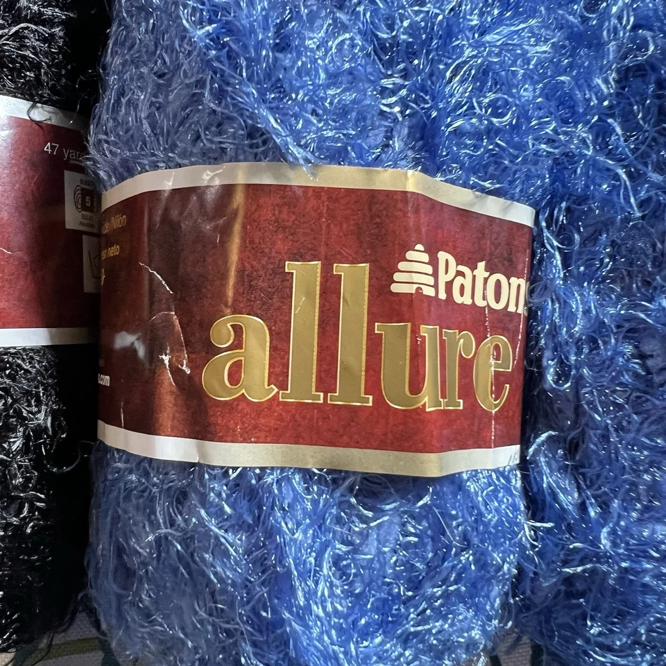 PATONS ALLURE NYLON YARNS 47 Yards Each Purple Black Blue Lot Of 6 - Image 3 of 4