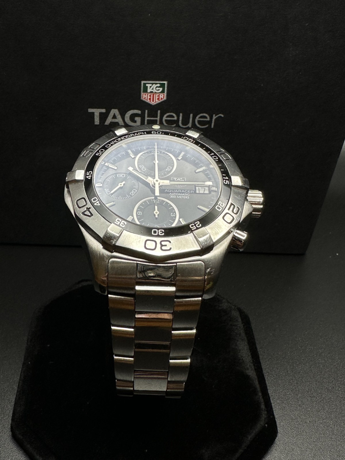 TAG Heuer Aquaracer CAF2110 Automatic Chronograph Black Dial Box Papers Full Set image 6