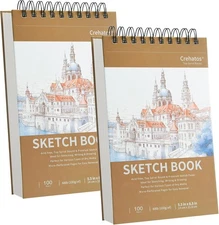 Crehatos 5.5" x 8.5" Small Sketch Book, Top 5.5 x 8.5 (2 Pack), Caramel