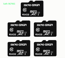 64GB MicroSDXC Memory Card w/ Adapter, UHS-I C10 U1 80MB/s, 5-Pack