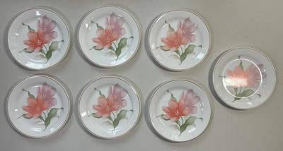 Set of 7 Corelle By Corning 7  Pacifica Salad Luncheon Plates Pink Orange Floral