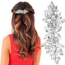 Rhinestone Hair Barrettes, Flower Fancy Bridal Hair Clips, Crystal Hair Pins,...