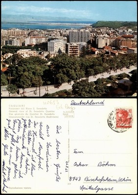 Cartoline Cagliari Panorama del Rione S. Benedetto 1963