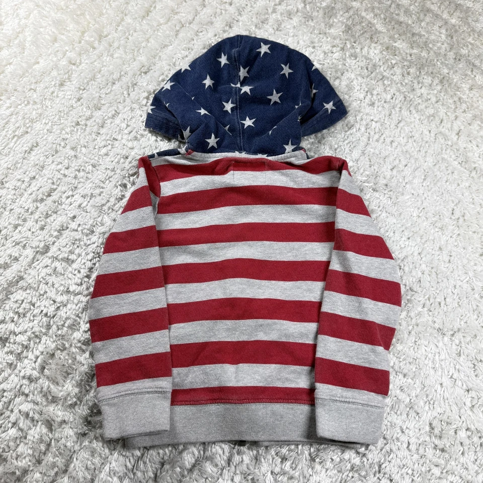 Vintage OshKosh B'gosh Hoodie Boys 5 Stars Stripes USA Flag Merica Y2K Party - Image 2 of 4
