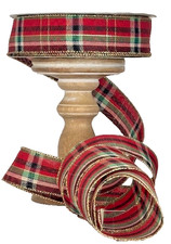 Red blue green gold Tartan Plaid Wired Christmas Holiday Ribbon 10 YDS 30 Ft