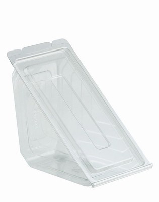 Anchor Packaging Clear Plastic Hinged Sandwich Wedge Container - 250 per Case