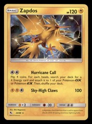 Zapdos 24/68 Hidden Fates Holo Rare