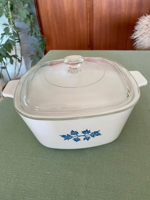 Pyroflam Netherlands PF-3 Kasserolle Topf mit Deckel Auflaufform weiß-blau