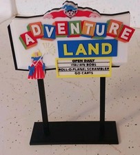 Vintage 70s ADVENTURELAND 3d Print Mini Amusement Park Sign Addison Illinois
