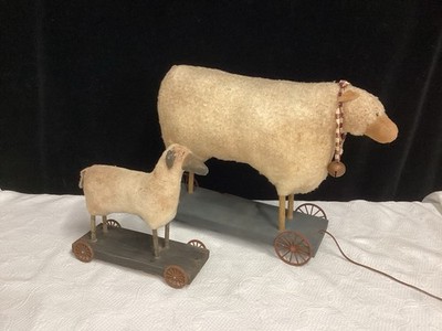 Lot Of 2 Primitive Sheep Pulls-10  Arnett s Country Store & Lg. 20  Unbranded