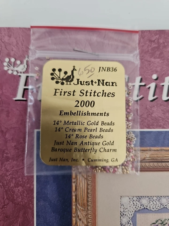 Just Nan FIRST STITCHES 2000 Counted Cross Stitch Pattern JN065 & Embellishments - Image 4 of 4