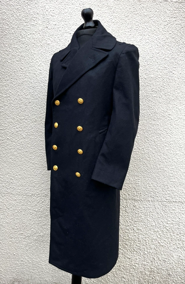 Vintage 1974 Dated U.S Navy Enlisted Black Melton Wool Military Greatcoat-41" - Image 3 of 4