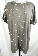 Lucky Brand Gray Star Print Short Sleeve Poly/Cotton T-Shirt 1X