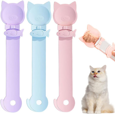 -3PCS Cat Treat Spoon Squeeze,Cat Strip Feeder Spoon,Easy Feeding Spoon for Lick