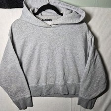 Zara Cropped Gray Hoodie Sz M