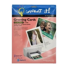 Invent It Gloss Finish Greeting Cards 1/2 Fold 10 Pack Ink Jet Printers New!