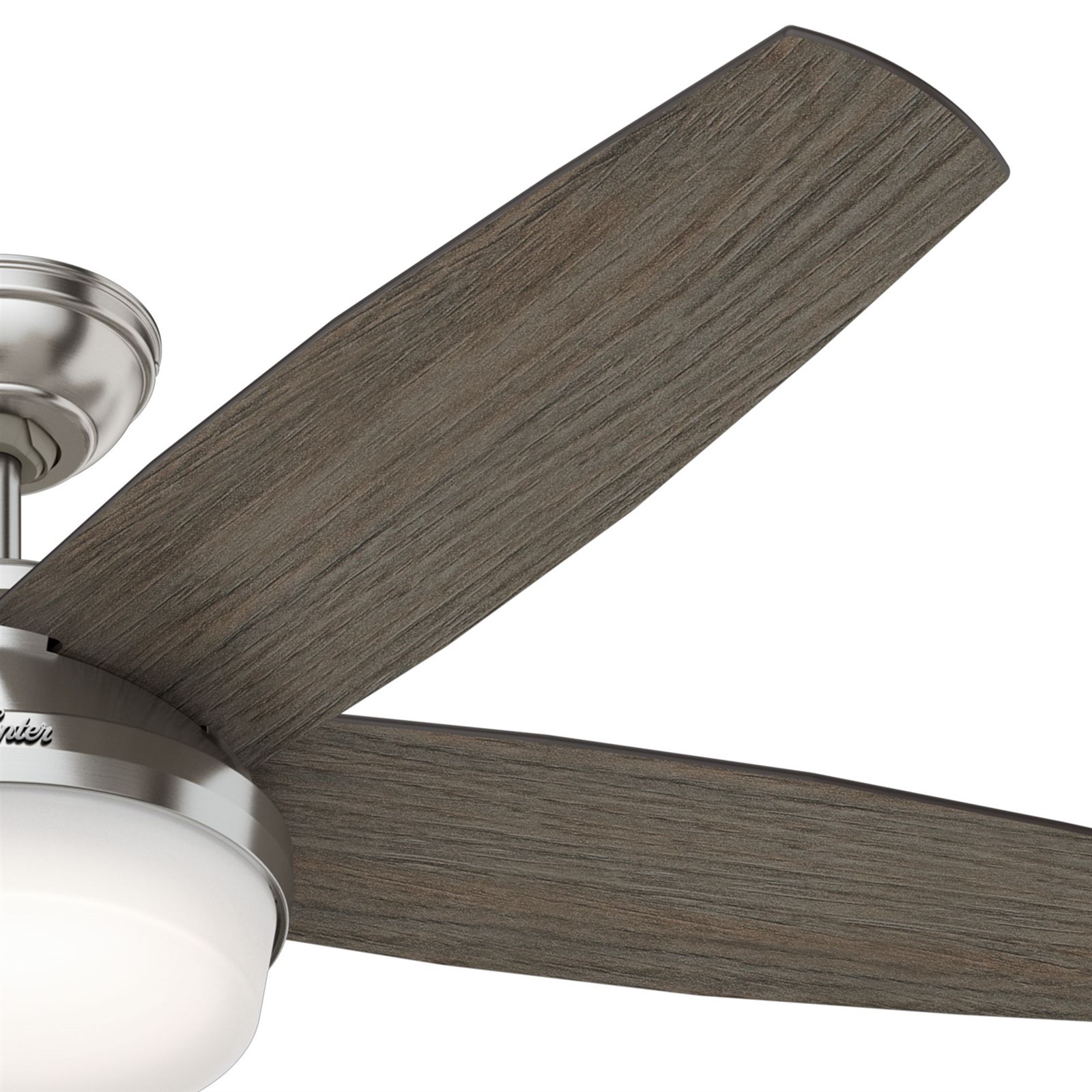 Hunter Fan 52 inch Brushed Nickel Contemporary Ceiling Fan with Light and Remote