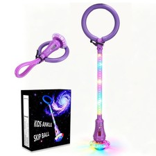 Rechargeable Skip Ball for Kids,Ankle Flashing Jump Toy Purple with LED Light...