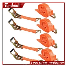 Findmall 4 Pcs 1.5" x 15' Ratchet Straps J Hook 4000-lbs Heavy Duty Tie Downs US