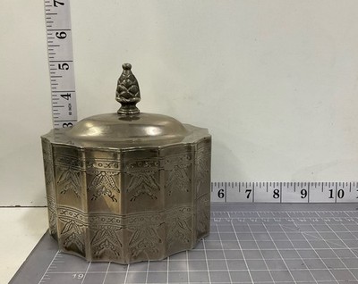 Godinger Silver Plate Ornate Scroll Lidded Jewelry Box Velvet Lined 1991