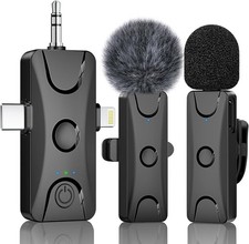 Wireless Lavalier Microphone for iPhone Android: Mini Lapel Mic with Intelligent