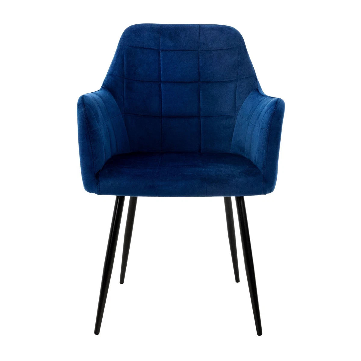Juego de 6 sillas de comedor azul oscuro con respaldo y reposabrazos tapizados