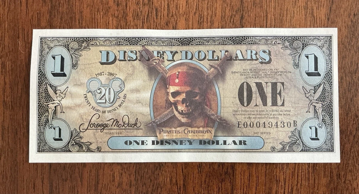 Pirates of the Caribbean Disney Dollars (1968-Now) for sale | eBay