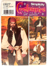 Simplicity Mens' Costume Pattern 0627 Size XS-M UNCUT