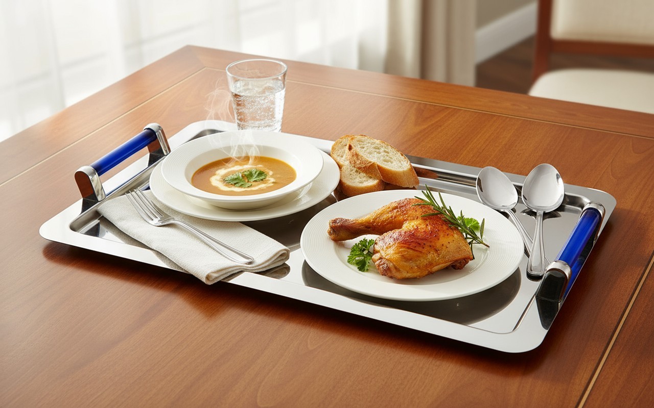 AMC Es Tablett Essentablett Serviertablett Tepsi Edelstahl Hochwertig 53x32,5cm