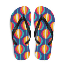 Colorful Graphic Print Flip-Flops Balloon Pattern Yellow Teal Red Blue Women's