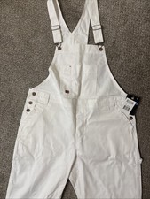 Dickies Women s White Bib Overalls XL NWT Relaxed Fit Straight Leg