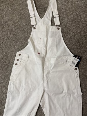 Dickies Women s White Bib Overalls XL NWT Relaxed Fit Straight Leg