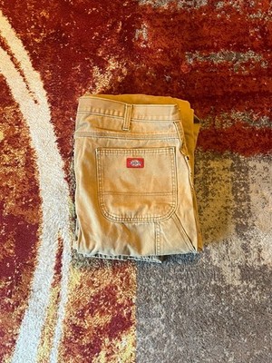 Y2K Dickies Men's Carpenter Work Pants Tan Duck Canvas Size 40x34