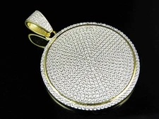 2 Ct Lab Created Diamond Men's Disc Medallion Pendant 14K Yellow Gold Plated