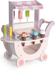 Wooden Ice Cream Cart Toys for Kids, Toddlers Pretend Play Food Truck, Gift for