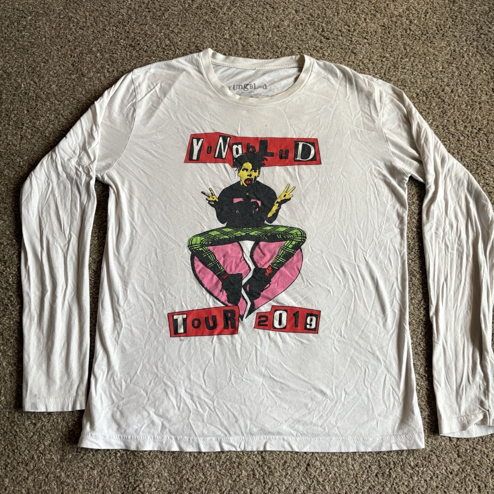 Yungblood Rapper 2019 Tour Shirt Long Sleeve Size Medium White