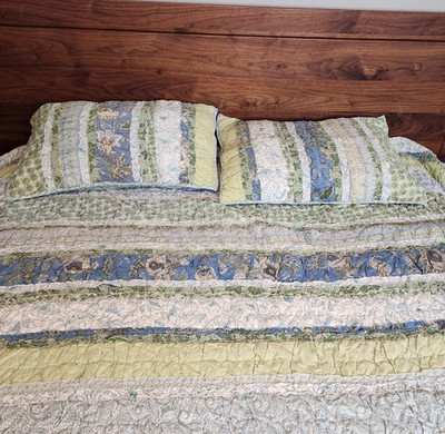 LL Bean Quilt Pillow Sham Set Pastel Spring Stripe Patch Cotton Reverse Paisley