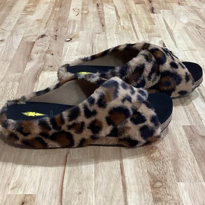 Volatile Leopard Faux Fur Women's Slippers-NIB-Size 9