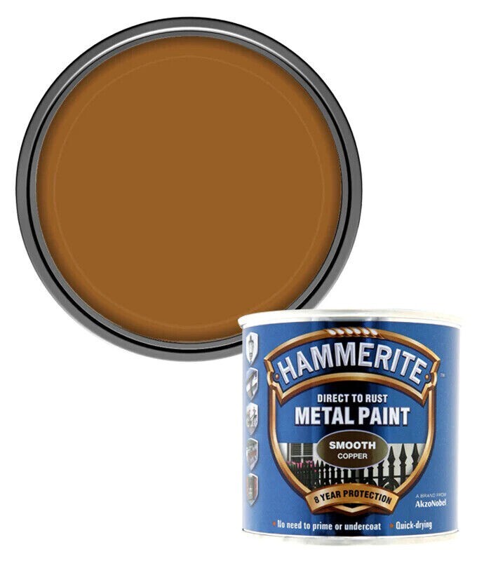 Hammerite Direct to Rust Smooth Metal Paint 250ml Copper UK