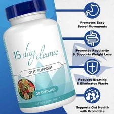 Advanced Gut and Colon Support 15 Day Cleanse Detox 30 Capsules 300 Mg