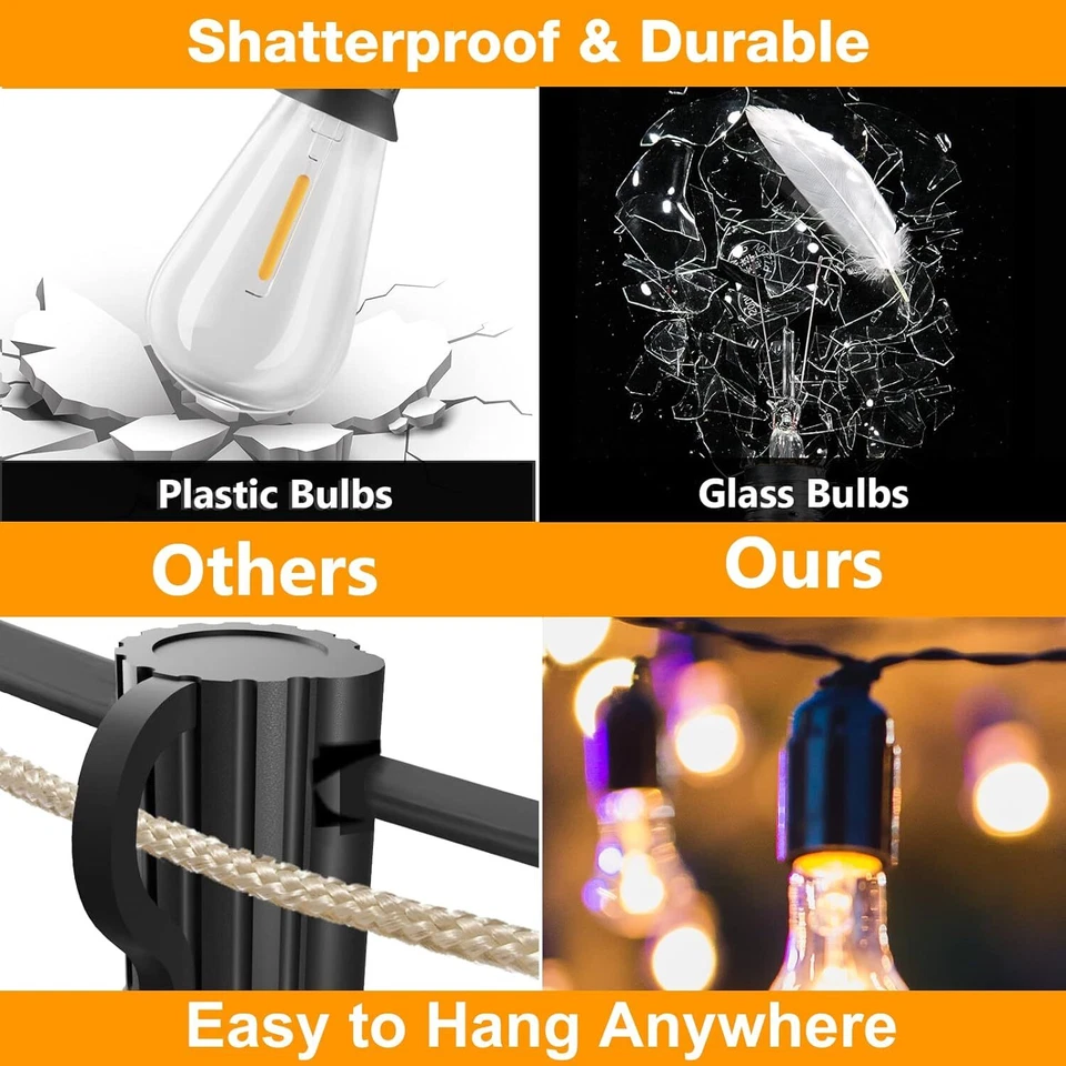 30M Solar Power Bulb String Lights LED Garden Lamp Outdoor Fairy Summer Decor UK - Image 3 of 4