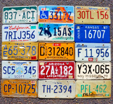 LOT of 15 License Plates 10 States USA License Plate Tag Craft Condition READ