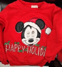 Vintage Walt Disney Pilgrim Moving Eyes Mickey Mouse Embossed Christmas Sweater