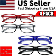 4Pair Reading Glasses Blue Light Blocking Readers Unisex Unbreakable Lightweight