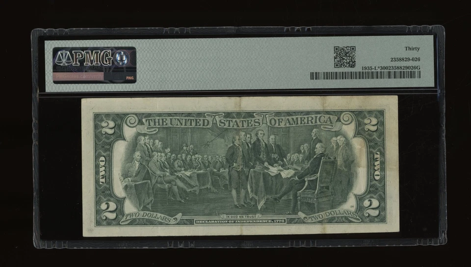 DBR 1976 $2 FRN San Francisco STAR Fr. 1935-L* PMG 30 Serial L00654641* - Image 2 of 2