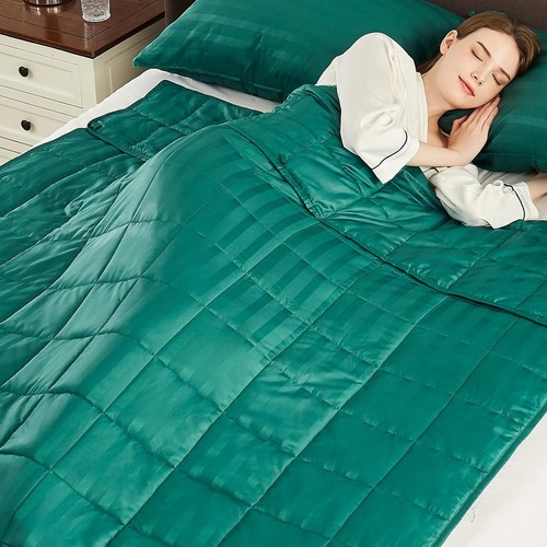 Cooling Weighted Blanket 60x80" - 20lbs, Soft & Breathable Green Comfort - Picture 3 of 9