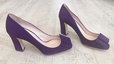 MIU MIU Purple Suede Bow Peep-Toe High Structural Heel Pumps 8.5-39 NEW