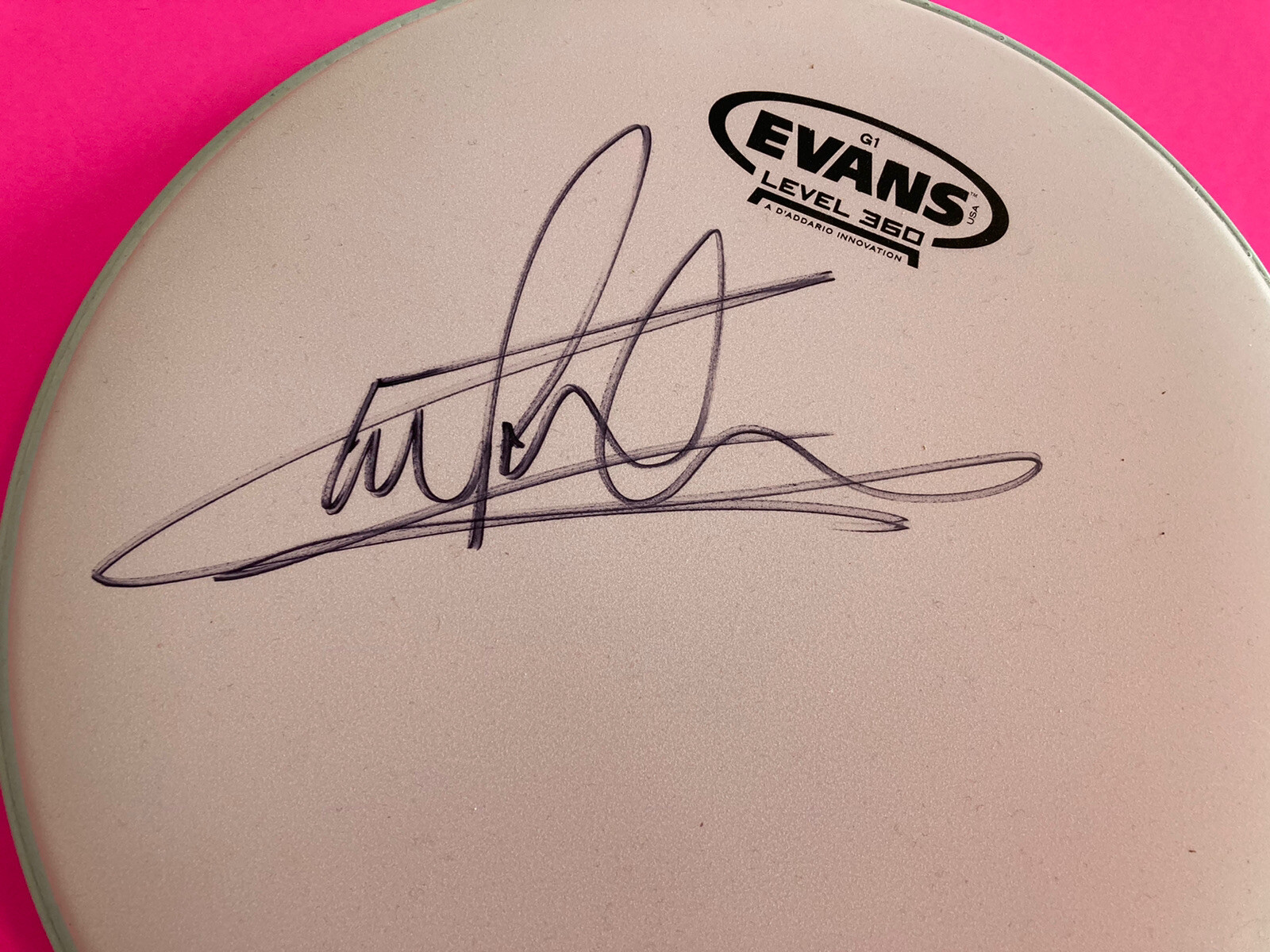 CARL PALMER ASIA EMERSON LAKE  PALMER SIGNED AUTOGRAPHED DRUMHEAD *EXACT PROOF* 