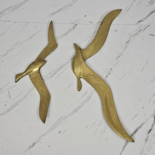Juego De Colección De 2 Guills Latón Pájaros Voladores Art Deco Colgante De Pared MCM - Imagen 3 de 6